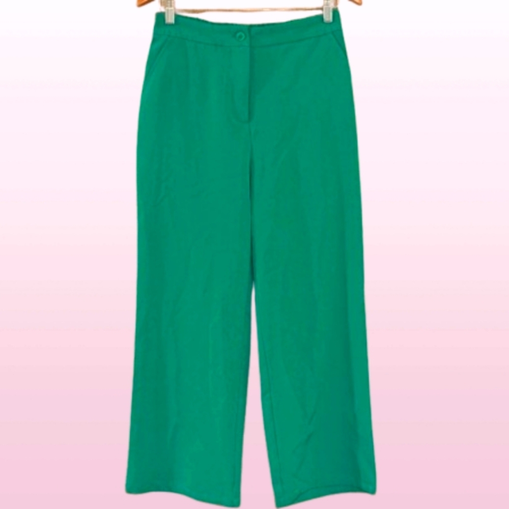 Sincerely Jules Green Wide Leg Pants with Tailored Waistband Medium
